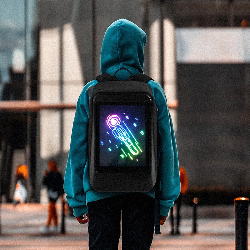 

Smart LED Display Motorcycle Backpack, Dynamic Bike, DIY Advertising Backpack, Human Walking Billboard Storage Bag, Travel Camp,