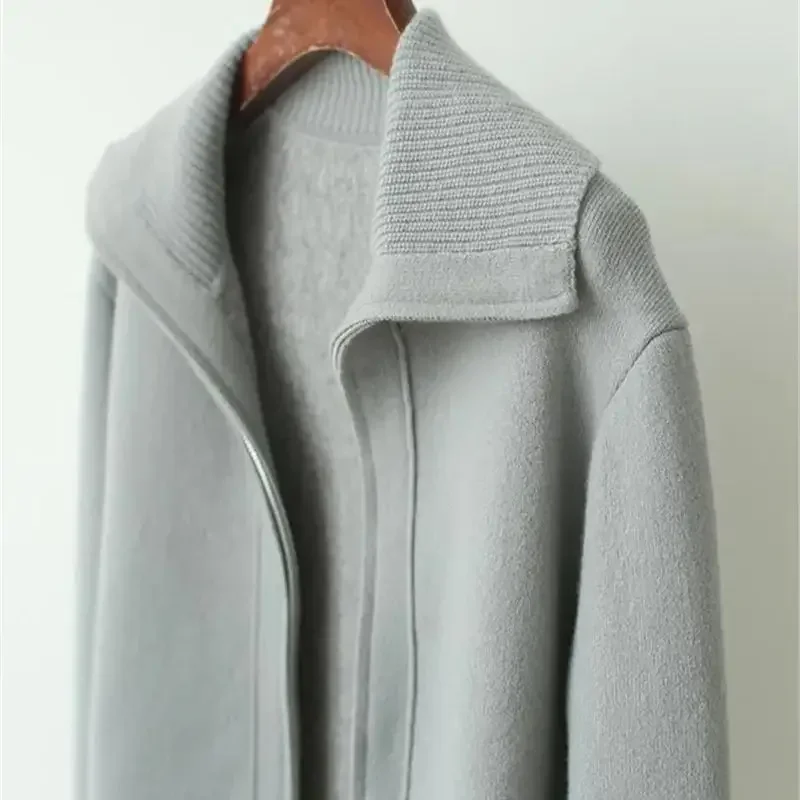 

Autumn New Zipper Knit Sweater Women Causal Comfortable Womens Cashmere Cardigan Turtleneck Wool Knitwear