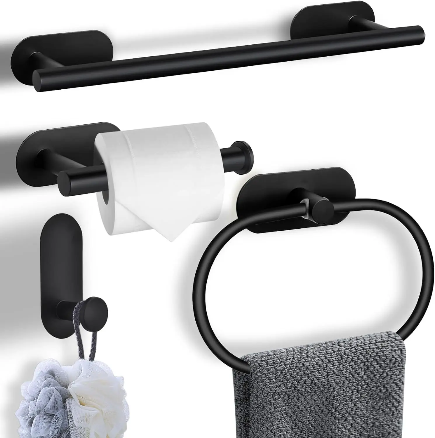 

Wall Mount Toilet Towel Paper Holder Adhesive Black Silver Kitchen Roll Paper Stand Hanging Rack Bathroom Accessories