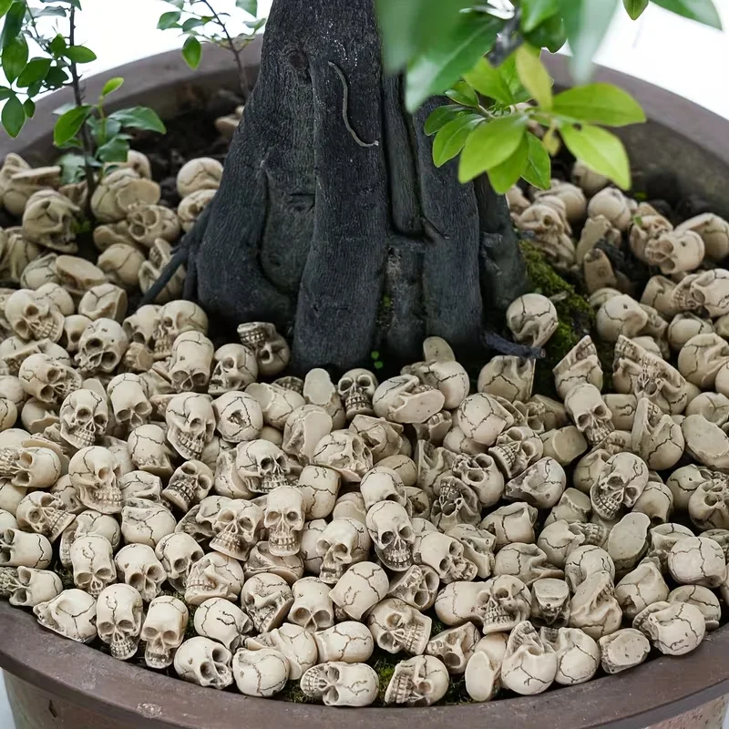 80pcs Halloween Decor Realistic Skull Figurines, Multipurpose Ornament for Aquarium, Bonsai Pot, Lizard Tank Spooky