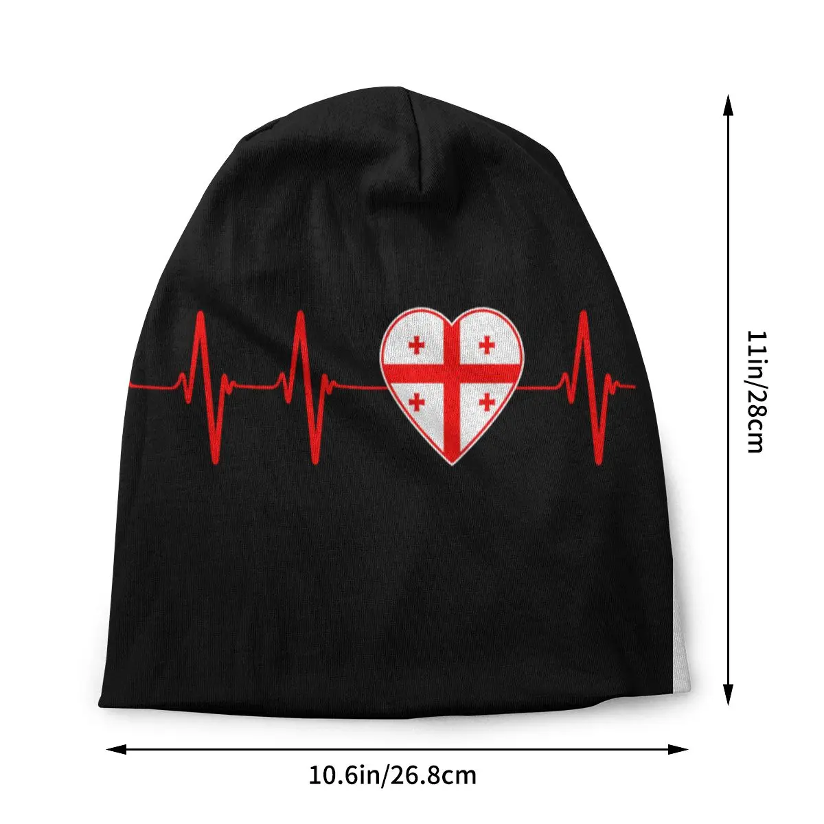 Georgian Heartbeat I Love Country Flag Georgia Heart Family Beanies Caps Unisex Trend Winter Knit Hat Georgia Flag Bonnet Hats