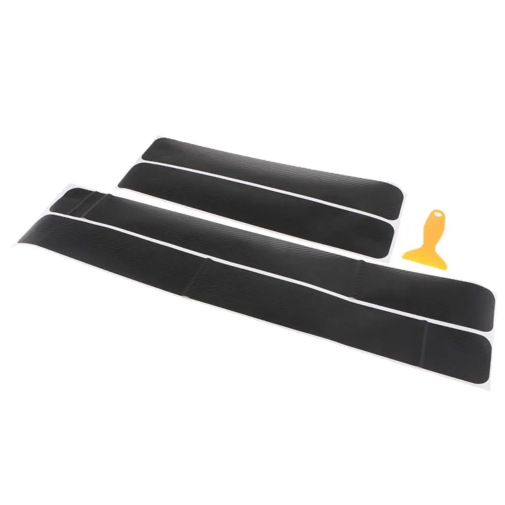 

4 Fiber Door Sill Scuff Plate Anti Scratch Sticker + Scraper Blade Tool