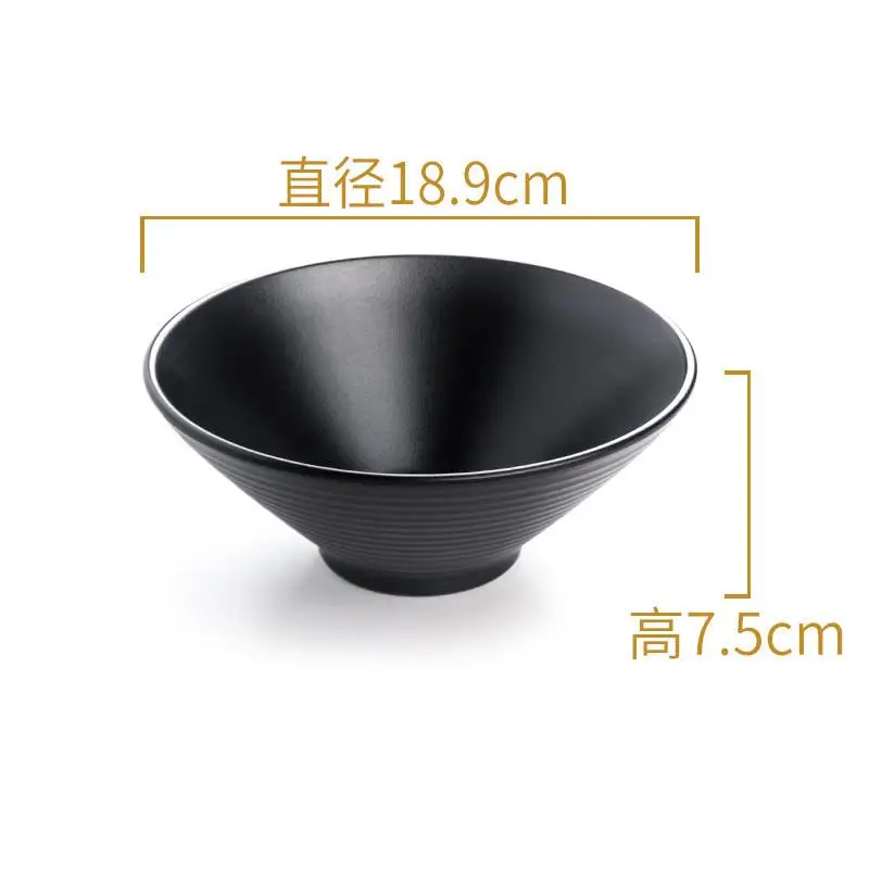 Melamine Tableware Noodle Bowl Black Stripe Plastic Soup Sauce Rice Hot Pot Baking Dish Multiple Choices