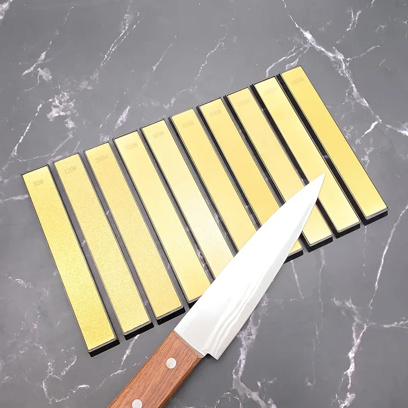 티타늄 도금 다이아몬드 숫돌, 주방 나이프 샤프너, 휴대용 황금 숫돌, 미끄럼 방지 베이스 바, 에이펙스 에지