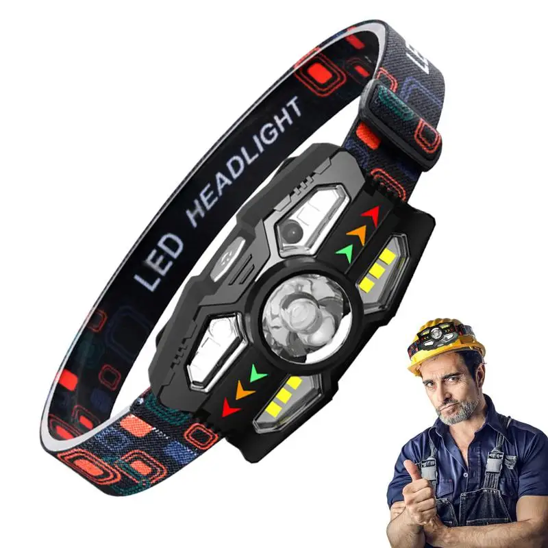 Rechargeable LED Headlamp Ultra Bright Head Lights For Forehead Multifunctional Inspection LED Head With White Red Light Torch