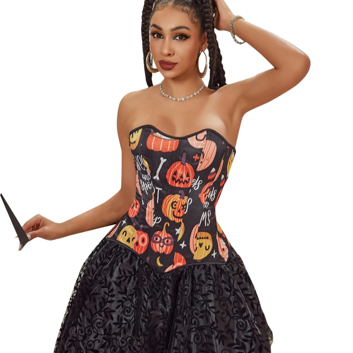 

Halloween Chic Bustier Corsets Shapewear Push Up Vest Vintage Themed Boned Corset Tops Lace-up Slim Fitted Bodysuits Bodyshaper