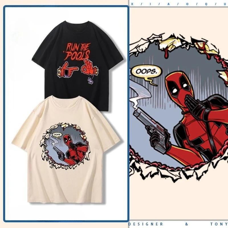 

Marvel Authorized Hero Spider-Man Short-sleeved T-shirt Hip-hop Trendy Brand Round-neck American Street Half-sleeved