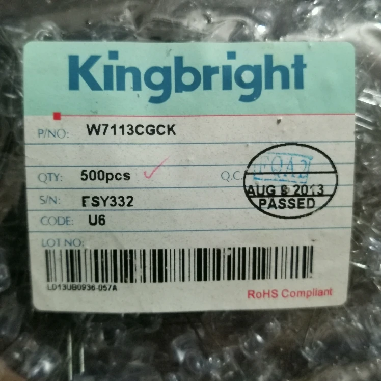 

50PCS/W7113CGCK 5MM Yellow-Green DIP2 In-Line LED Light Emitting Diode