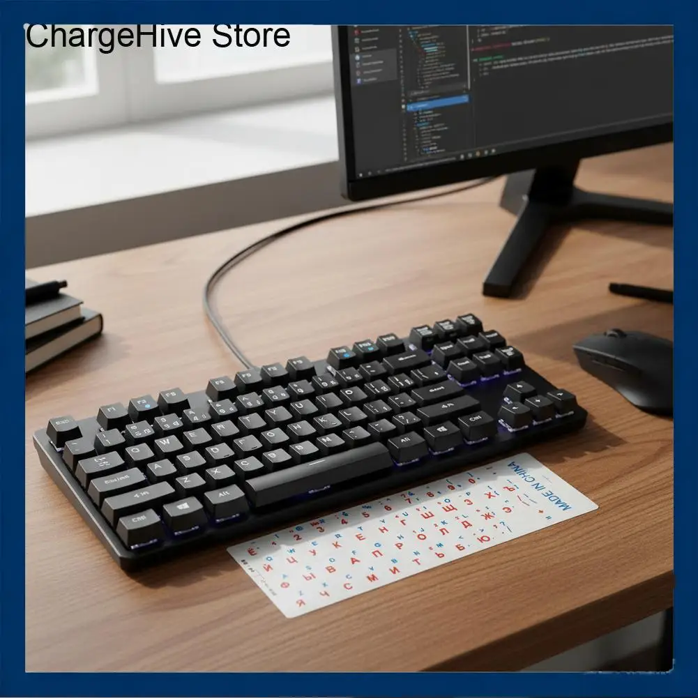 

Русские прозрачные наклейки на клавиатуру, языковая прозрачная этикетка с алфавитом для компьютера, русская клавиатура, аксессуары для ноутбуков B8U1