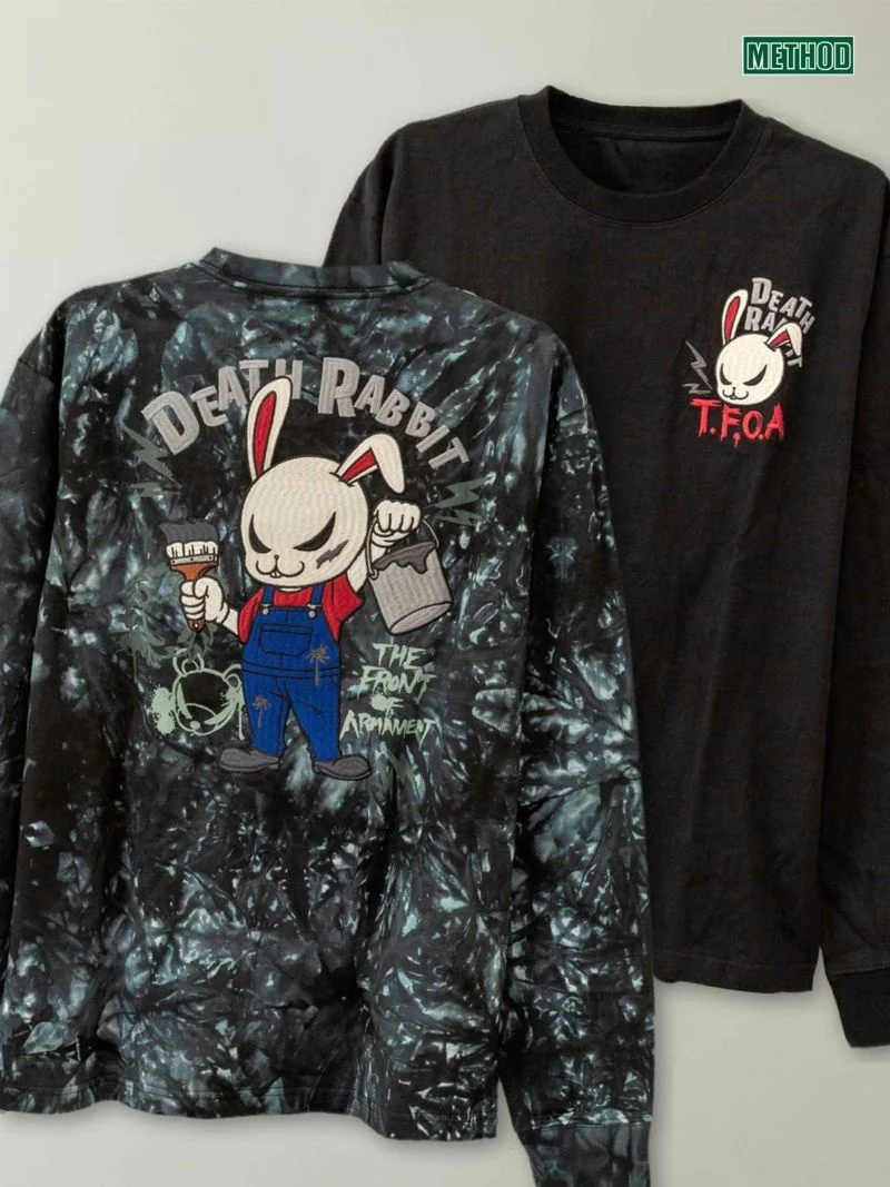 

Classic Embroidered Tie-Dye Motorcycle Long Sve T-irt Pure Cotton Collaborative Weaponry Frontline Auxiliary T Tee