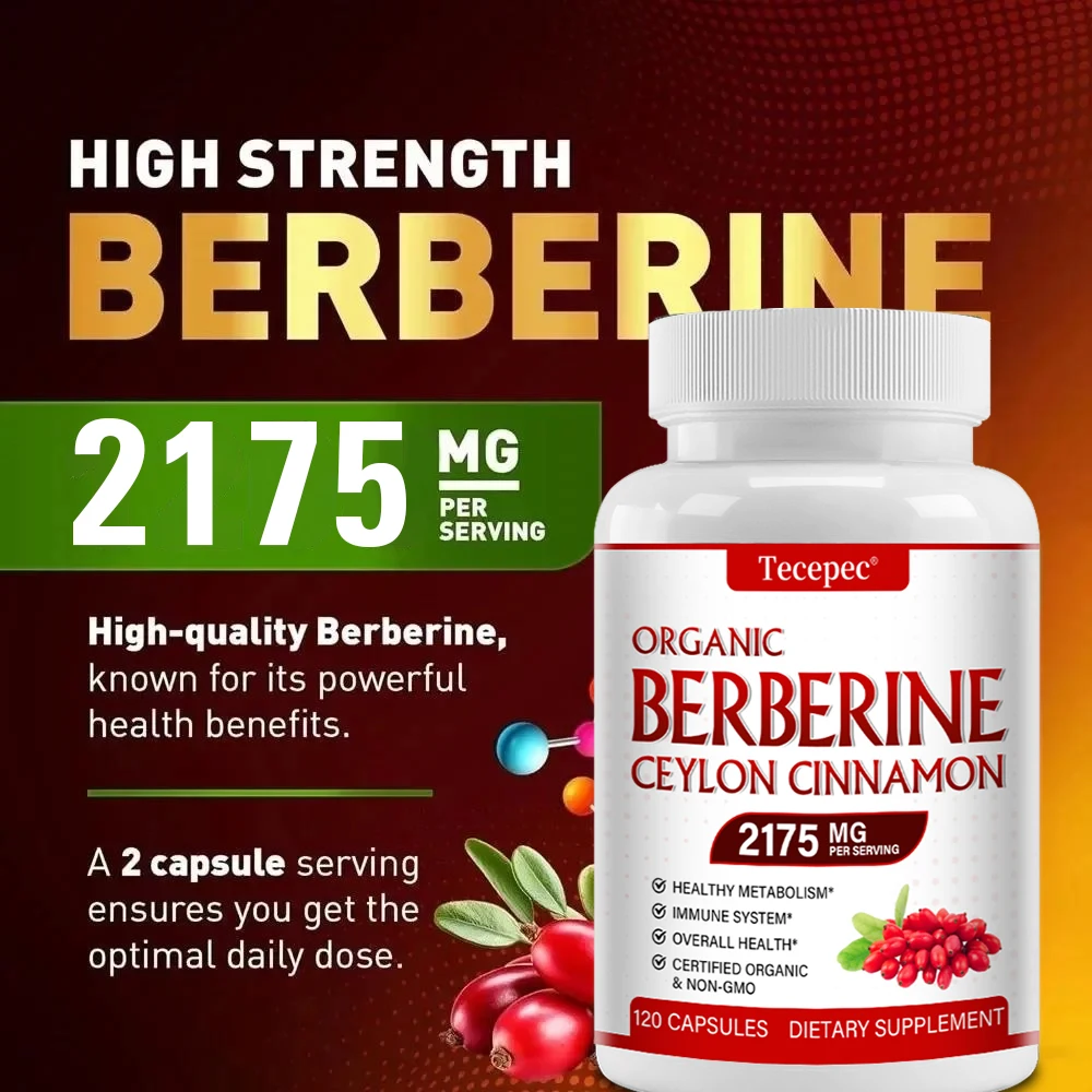 Berberine with Ceylon Cinnamon 2175 Mg - Immune System, Overall Health, Heart Support, Antioxidant, Non-GMO, 120 Capsules