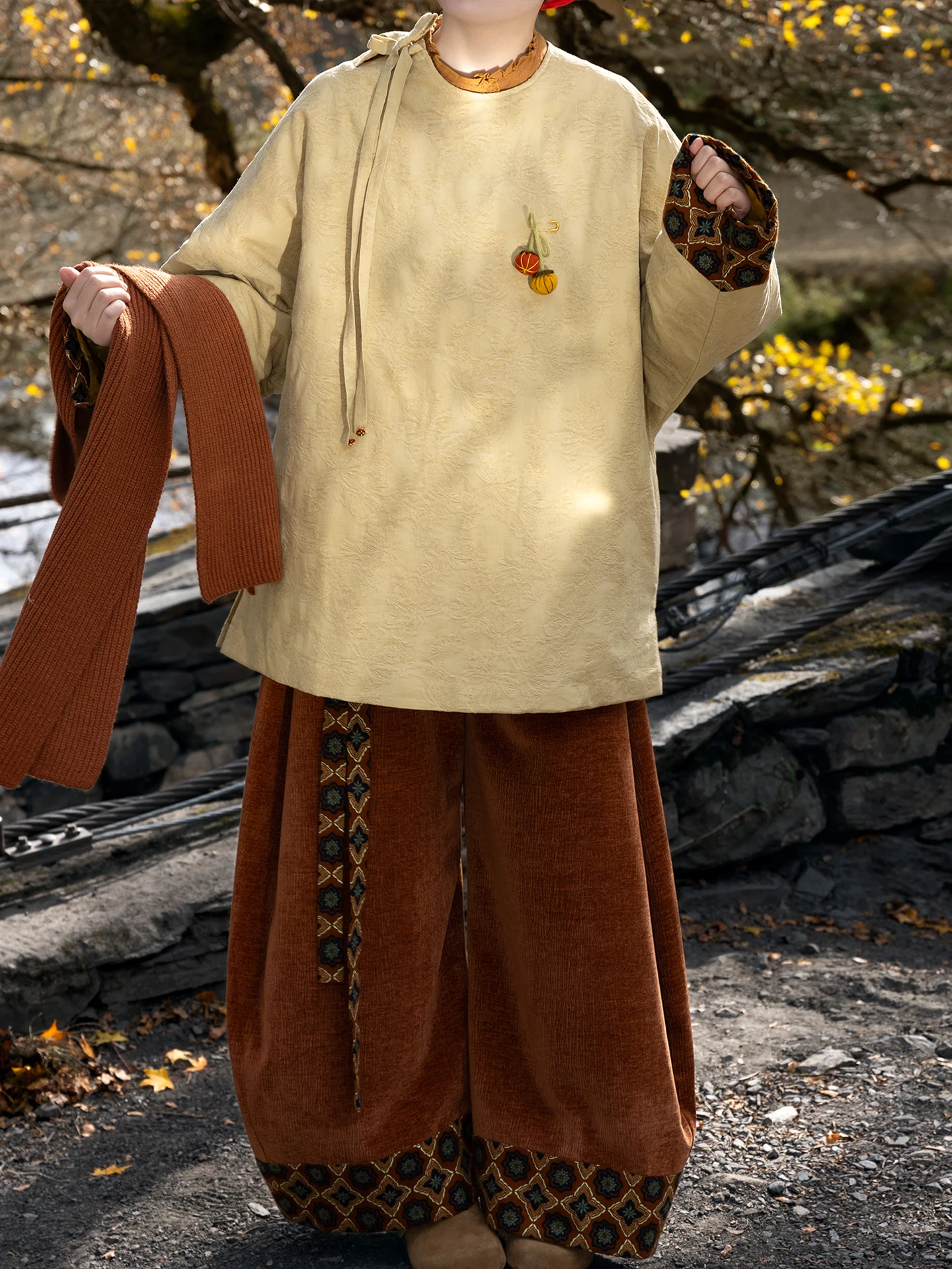 

Chang Gong Yu round Ne Cotton Hanfu Traditional Tang Sle Flud Pants Women's Premium Quali Chinese Costume Set