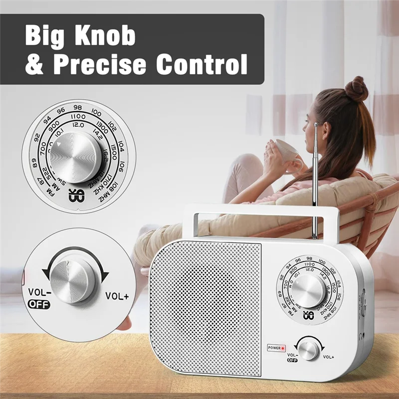 -A99Z راديو AM FM محمول مع استقبال طويل المدى، وراديو ترانزستور مع مكبر صوت كبير، يعمل بالبطارية أو طاقة تيار متردد #4