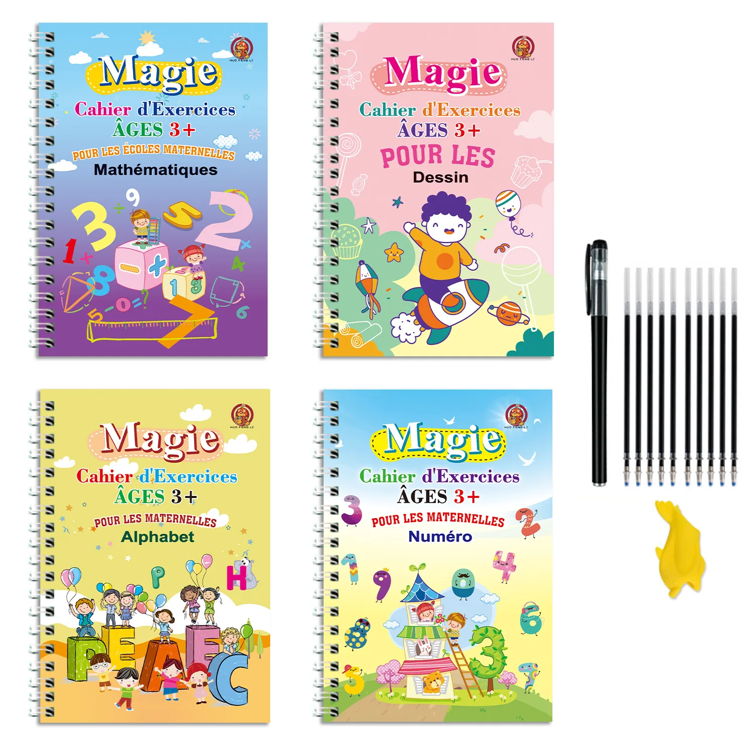 Cahier de calligraphie réutilisable pour enfants, cahier de pratique de la magie française, stylo, écoles maternelles, livre d\'écriture française