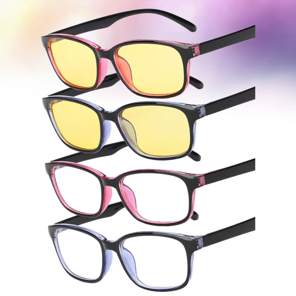 4 قطع نظارات مضادة للضوء الأزرق، 4 أنماط، عدسات شفافة صفراء، إطار كمبيوتر خفيف الوزن لحماية الكمبيوتر للجنسين #6