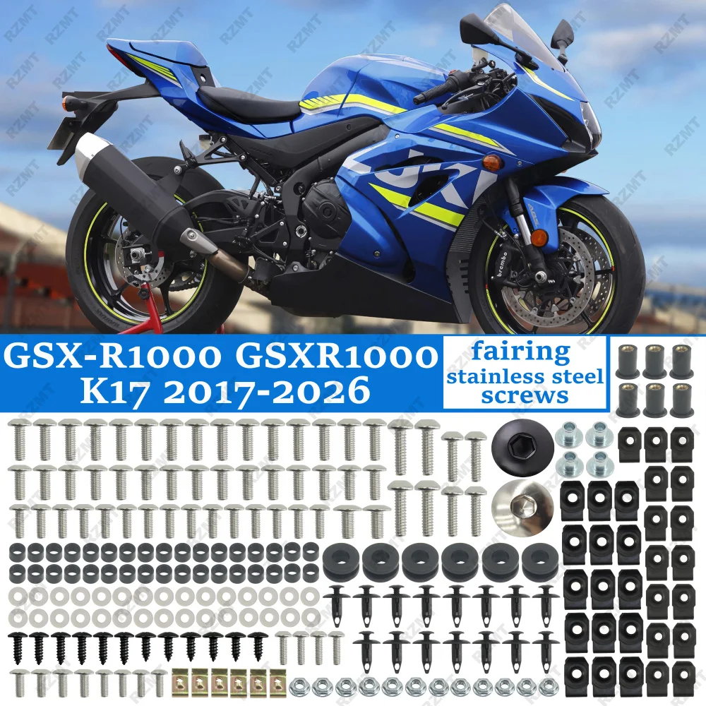 For suzuki GSXR1000 K17 2022 2023 2024 2025 2026 Fairing screws Motorcycle Bodywork stainless steel Bolts Kits Clips Fasteners
