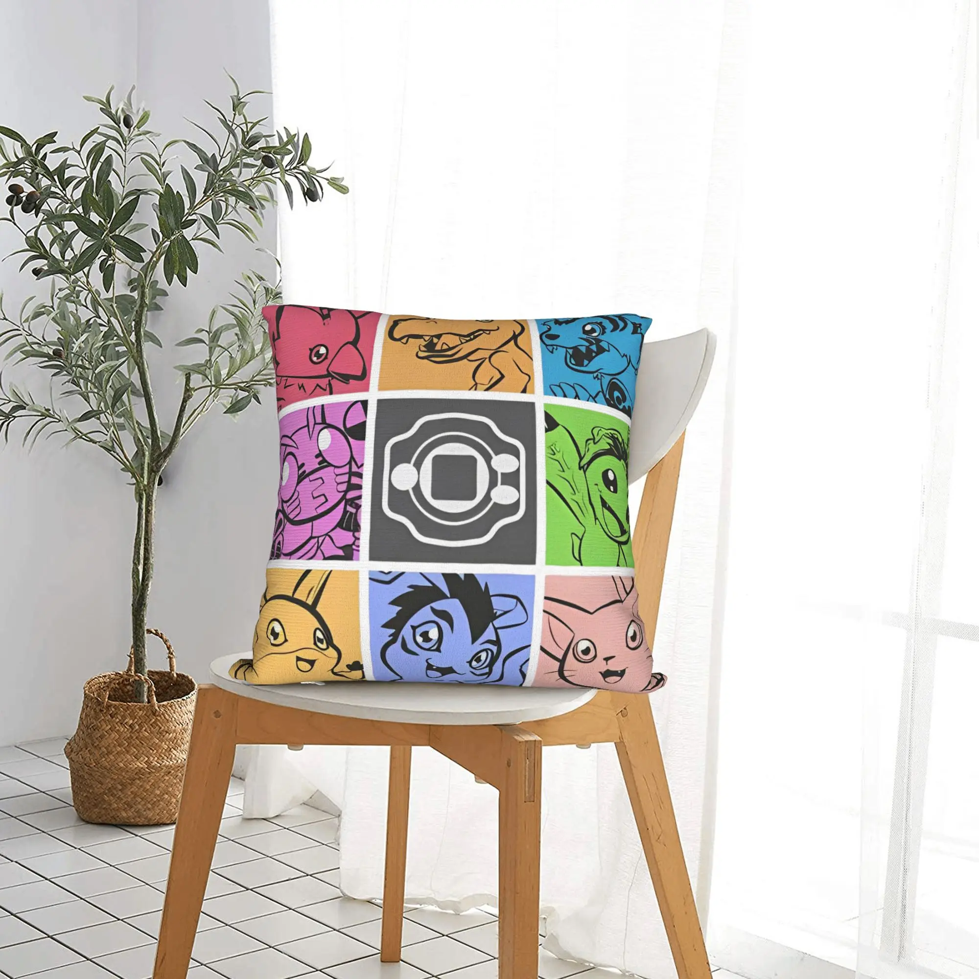 Digimon Monster Novelty Pillowcase Polyester Cushion Cover Decor Kawaii Digital Monsters Anime Pillow Case Cover Home Zipper