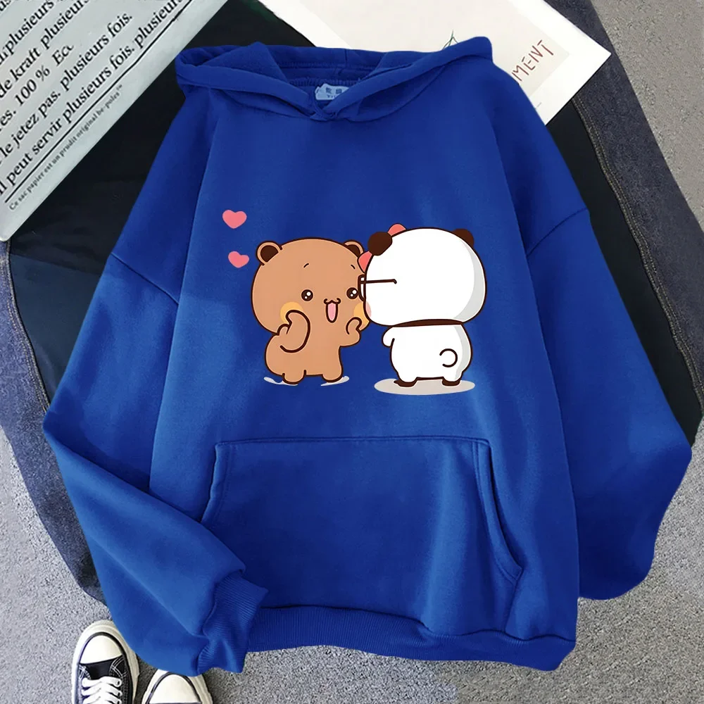Bubu e dudu moletom com capuz gráfico para meninas kawaii panda e urso moletom de lã sudaderas roupas masculinas streetwear feminino