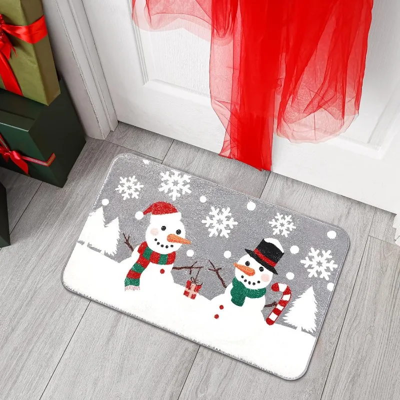 31.5 "x 19.7" عيد الميلاد الحمام البساط عدم الانزلاق الشتاء عطلة حمام حصيرة ثلج عيد الميلاد ديكور للمنزل داخلي باب المطبخ #4