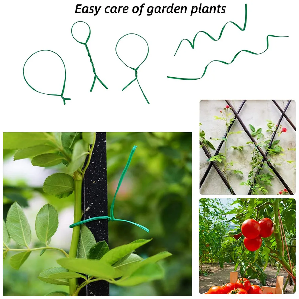 

500pcs Garden Vine Ties Flexible Plant Straps Reusable Green Wire Clips For Tomatoes Flowers Plant Branch Fixing Tool Garden