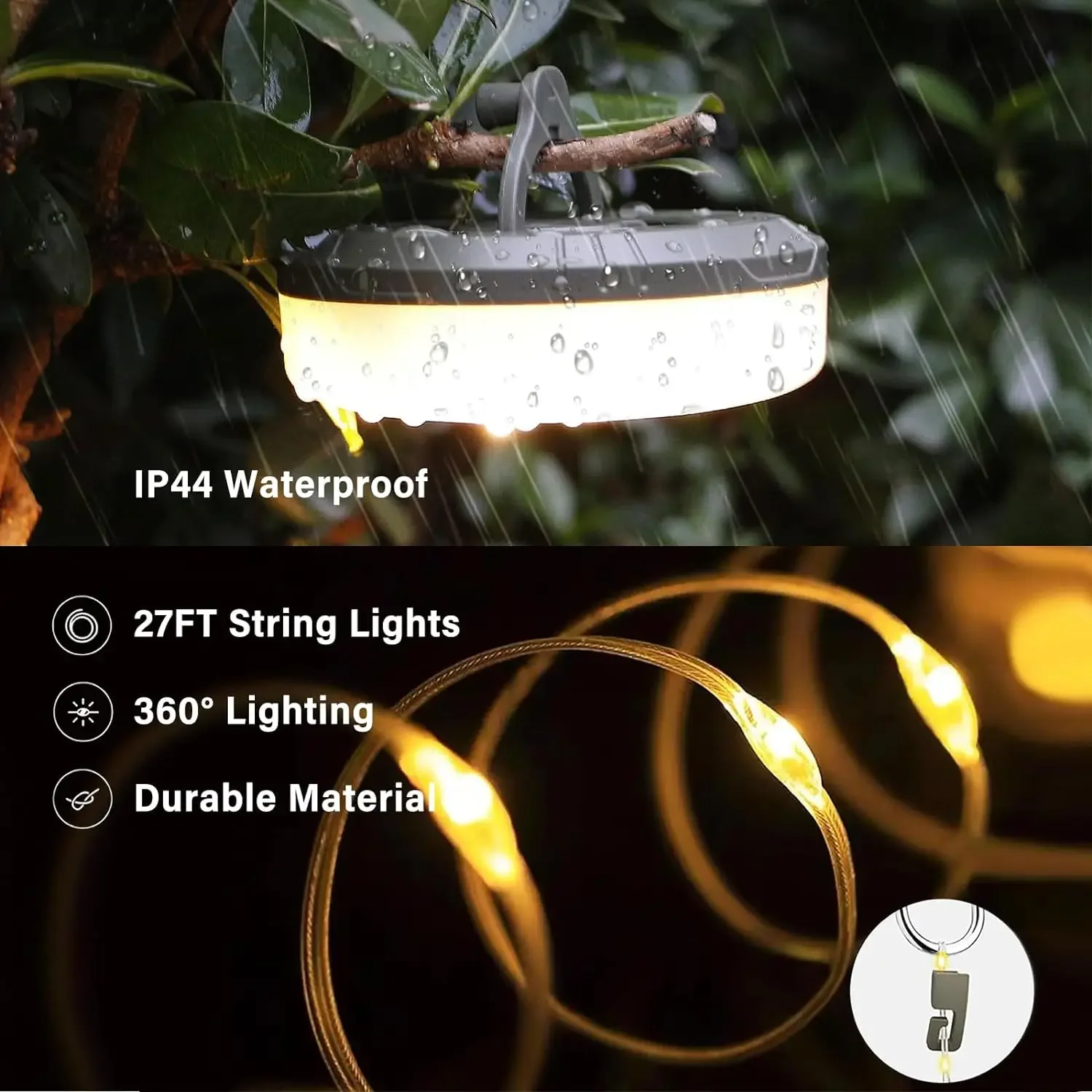 4-in-1 Camping Light LED Reel String Lights Outdoor USB Camping Lamp Recyclable LED Atmosphere Light For Garden Tent Room Decor