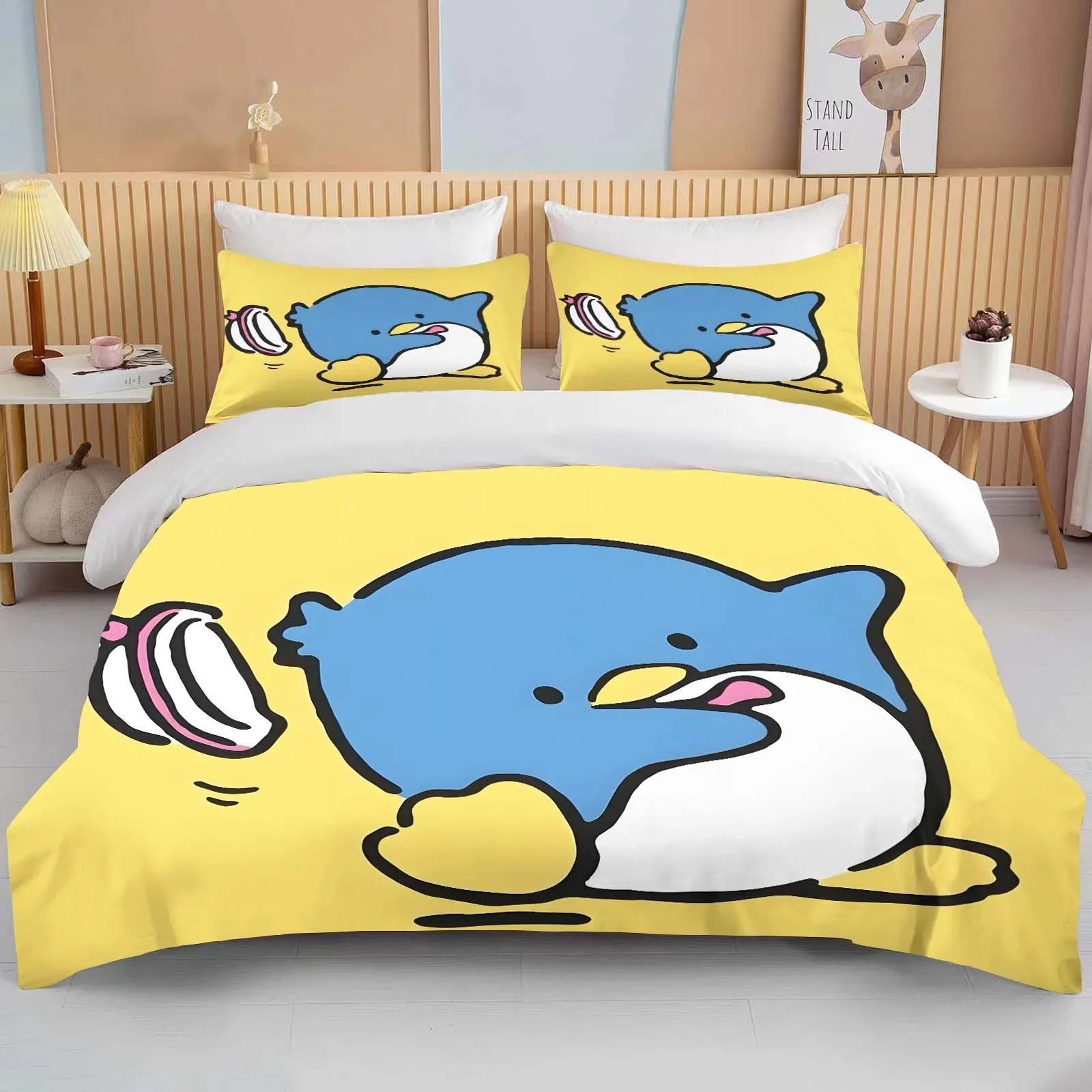 

10 Sizes Sanrio Tuxedo Sam Printed Bedding Set Duvet Cover 1 Duvet Cover 2 Pillowcases Adult and Children Bedding Set Luxury