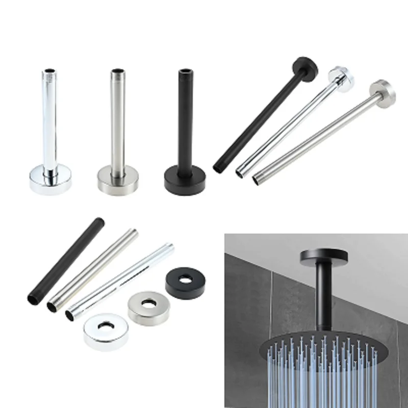

6/8/12 Inch Straight Ceiling Mounted Shower Arm with Round Flange male NPT 1/2 To NPT 1/2 Inch Connectors Extension Shower Arm