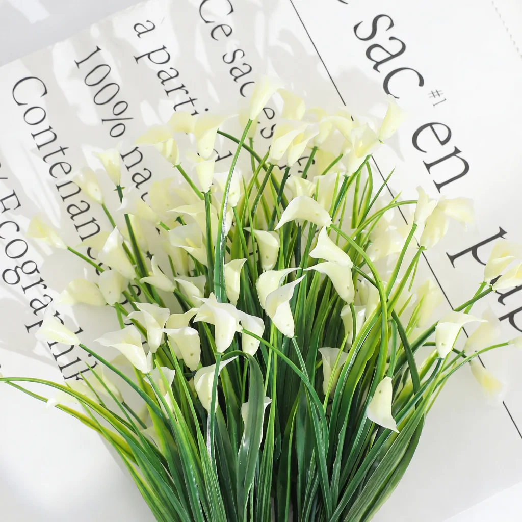 Artificial Calla Lily Flowers Wedding Bouquet Realistic Floral Arrangement For Dining Room Living Home Ornament