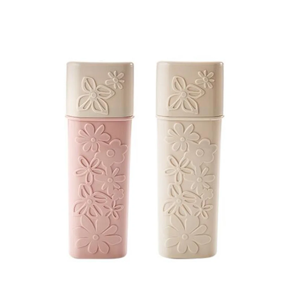 1 قطعة تخزين السفر لفرشاة الأسنان معجون الأسنان أنبوب بلاستيكي خفيف الوزن علبة فرشاة الأسنان البلاستيكية زهرة طباعة البيج