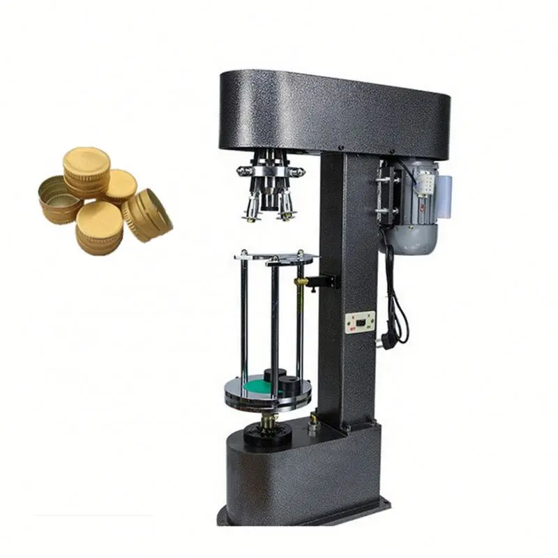 

Semi-automatic glass bottle screw aluminum metal cover rope capping machine for wine bottles