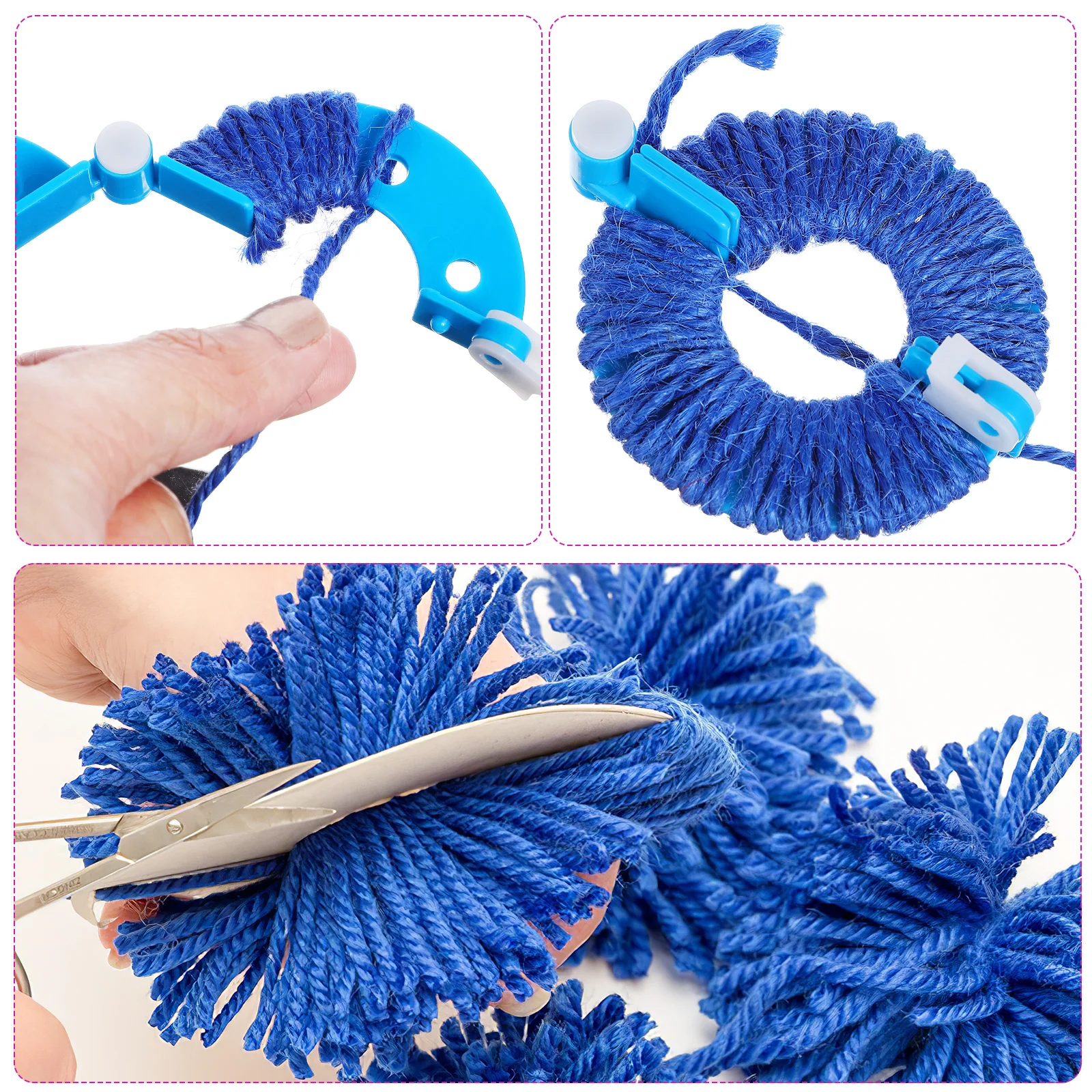 

8Pcs Pompom Maker Kit with Multiple Sizes Easy Use Handmade Wool Crafting Tool for Adults Weaving Project