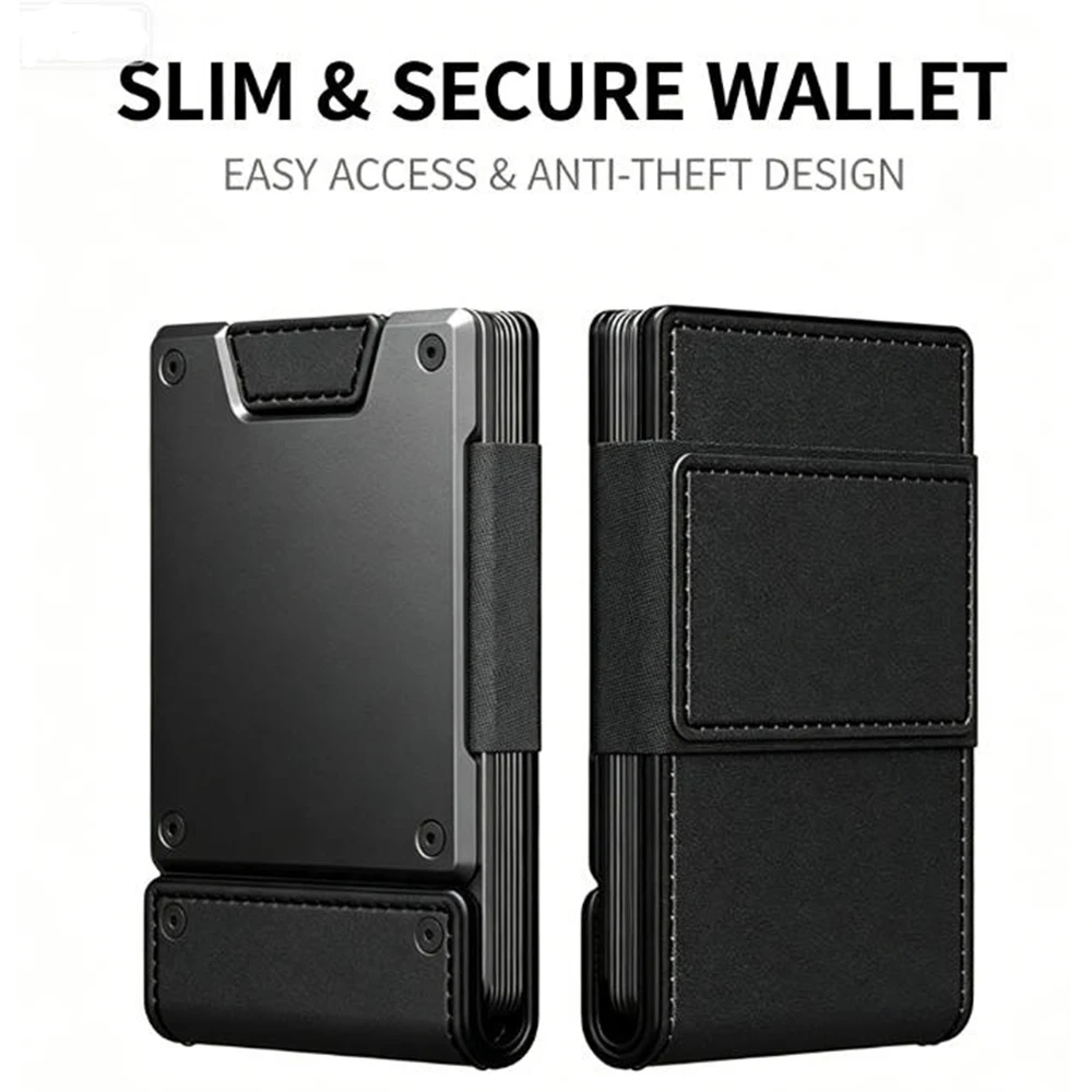Herren Slim Minimalist Geldbörse aus Leder mit RFID-Schutz für Vorder- und Rücktasche Kartenhalter