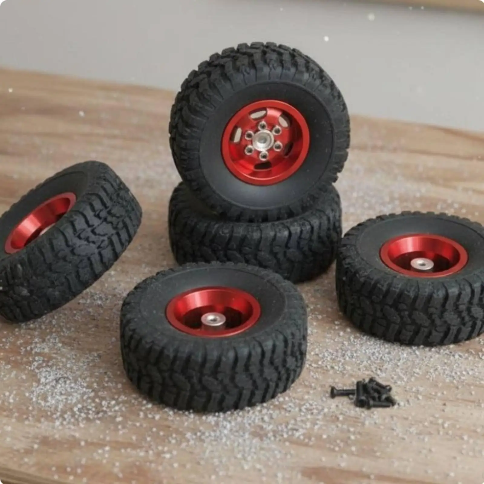 6 Pieces 68mm RC Truck Tires Upgrade Part 6x6 RC Truck Wheel Set Multi-Terrain Rough-Terrain Rubber Tires for Rock Crawling