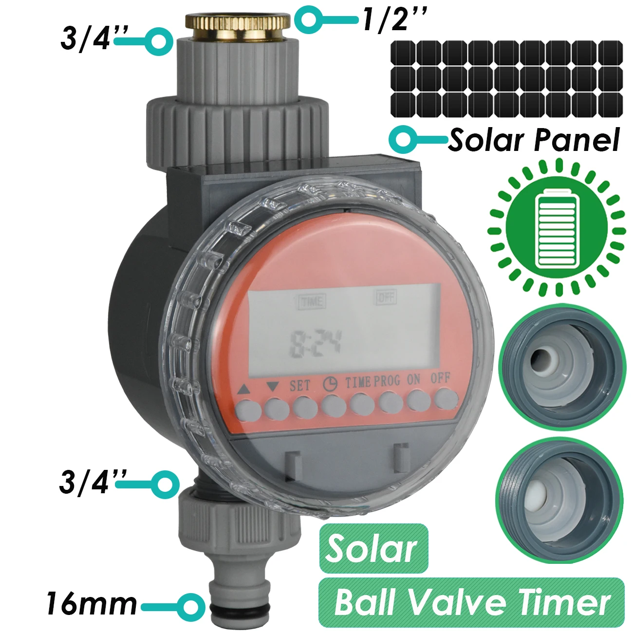 KESLA Greenhouse Solar Power Ball Valve Timer Automatic LCD Watering Irrigation Electronic No Pressure Controller for Pot Garden