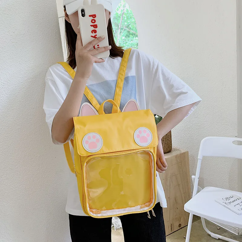 Sac à dos Transparent Kawaii pour femmes et filles, joli sac à bandoulière pour étudiants, sac à main japonais, sac d'école de voyage