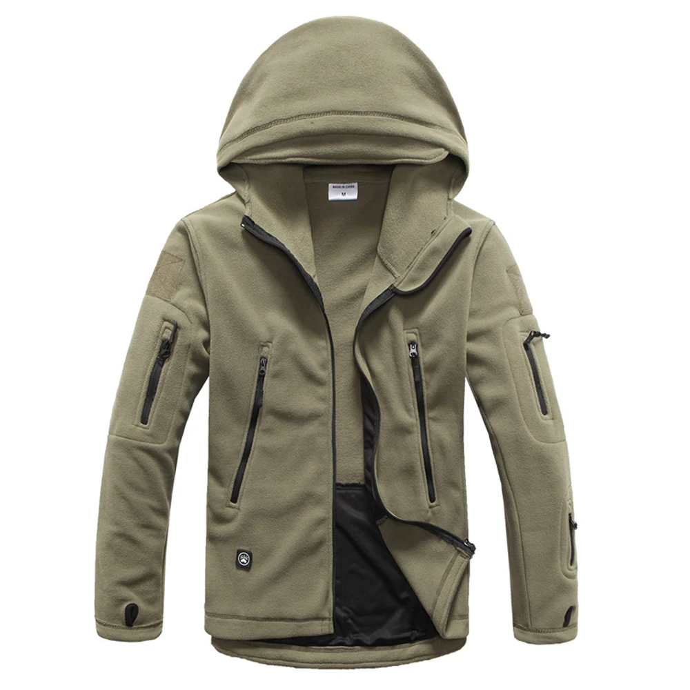 Winter Mens Military Tactical Polar Fleece Jackets Men Thermal Hiking Camping Hooded Coats Men Windbreaker Workwear Jackets