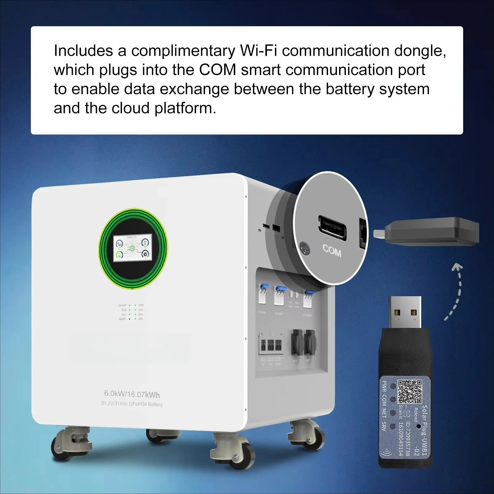 6kw+16kwh  Solar Energy System - Home Photovoltaic Energy Storage Integrated Unit - 16KWh LiFePO4 Battery - Inverter 6KW