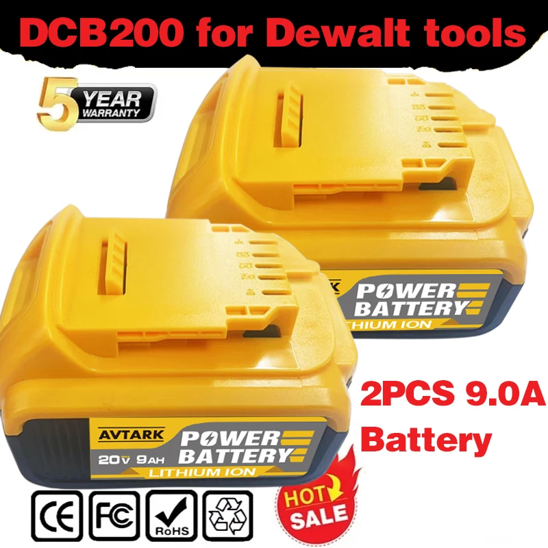 

New Genuine 18V/20 Volt MAX 6.0Ah 9.0Ah DCB200 Replacement Li-ion Battery for DeWalt DCB205 DCB201 DCB203 Power Tool Batteries