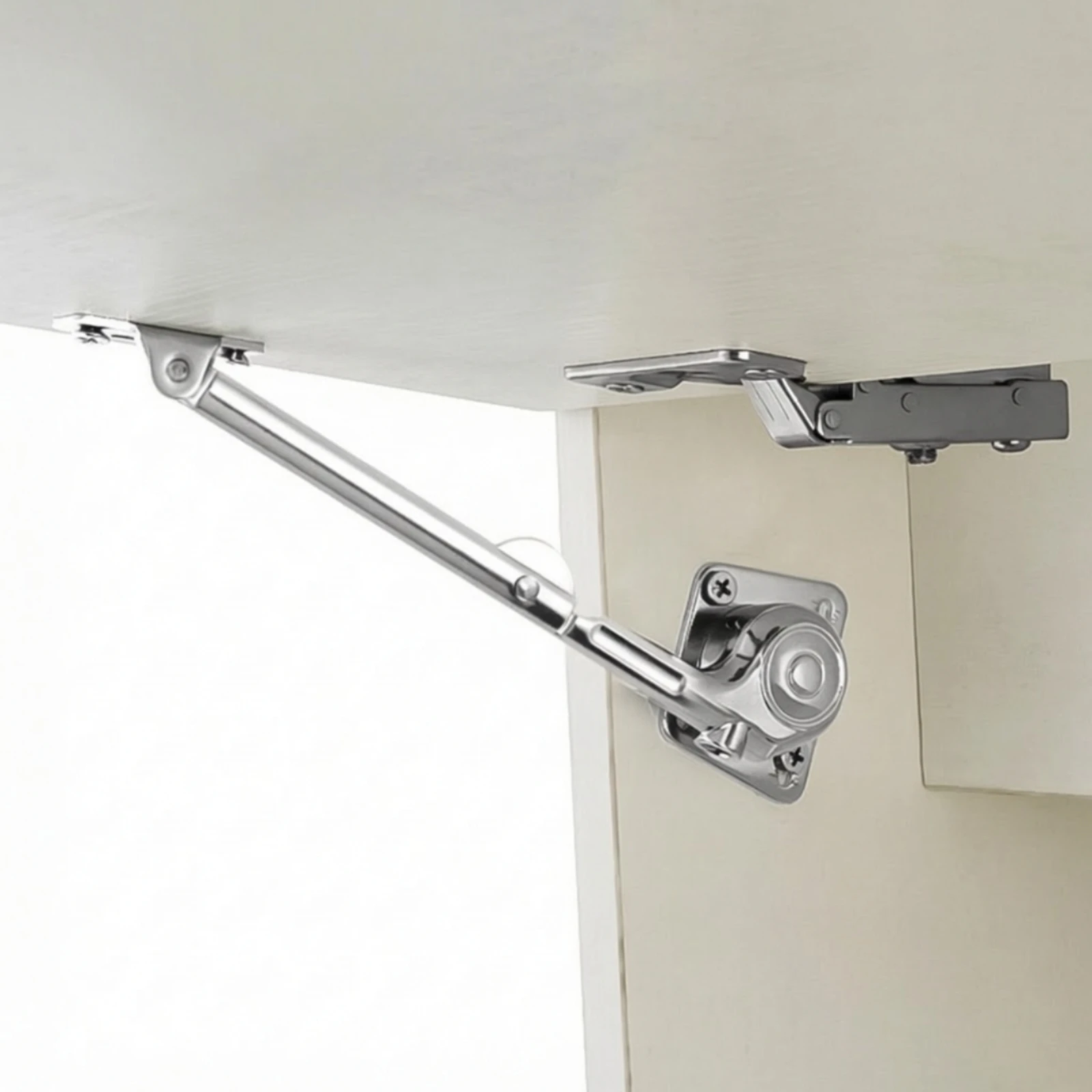 Cabinet Door Stay Chrome-Plated Hydraulic Hinge Support with Adjustable Pressure Screw Hardware for Small Platform Doors