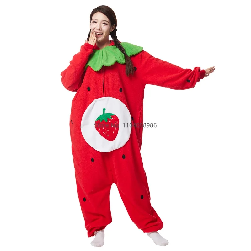 Fruit Kigurumi Costume para adultos e crianças, Strawberry Onesie, pijama dos desenhos animados, Cosplay Party, Homewear, Halloween, mulheres, homens