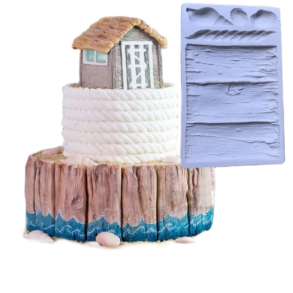 Silicone Chocolate Mould Dried Bark Tree Rod Texture Conch Shell Cake Fondant Decorating Border Baking Mold Mat for Kitchen