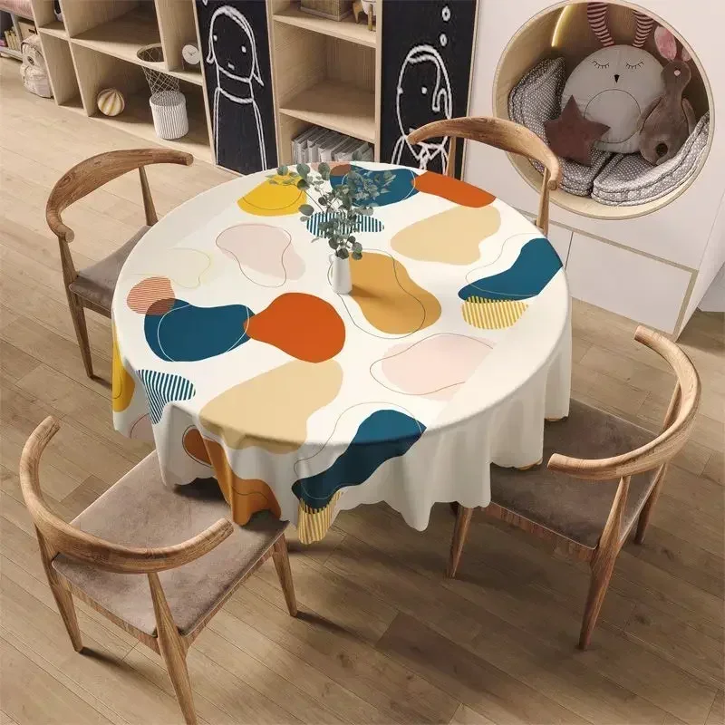 Round Coffee Tablecloth Waterproof Oil Resistant Washable PVC Tablecover Erasable Scald Minimalist Household Table Mats cover