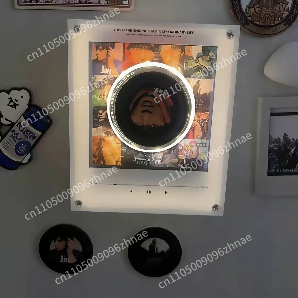 Picture 3: Refrigerator Magnetic Rotary Disc Machine,NFC Sensor&Night ,128G Memory Card,Automatic Singing Acrylic Creative Ornament