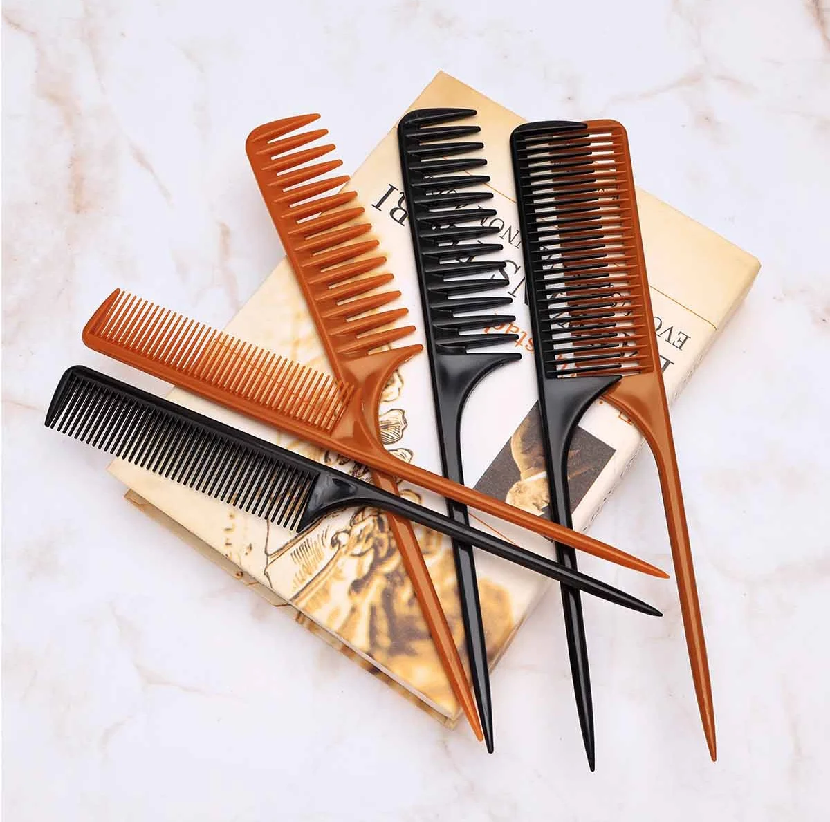 Professioneller Friseurkamm, Haarschmuck, Bürste, spitzer Schwanzkamm für Perückengeflecht, Haarfärbemittel und Highlights, Haar-Styling-Geräte – Detail 9