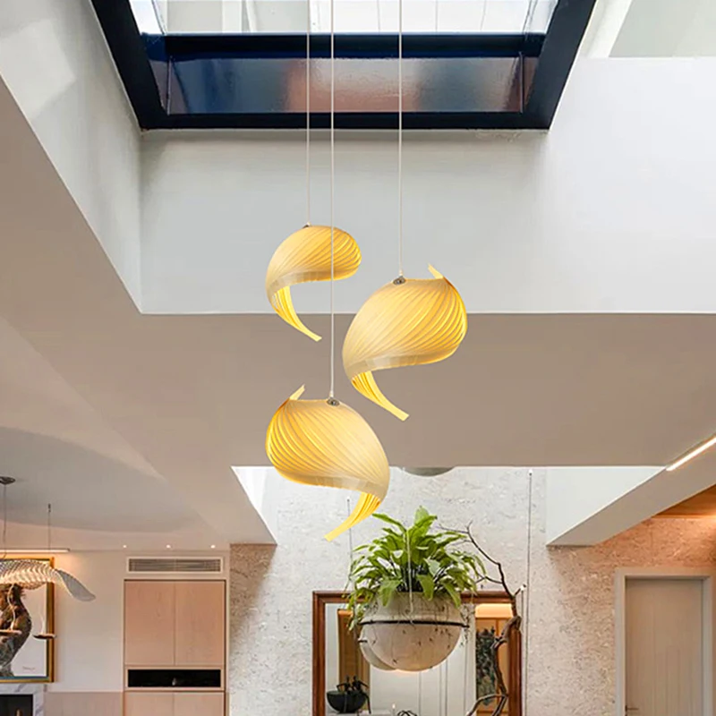 

Japanese Minimalist Wabi Sabi Shell Shape Conch Chandelier Dining Room Bar Island Led Pendant Lamp Loft Hanging Light Fixture