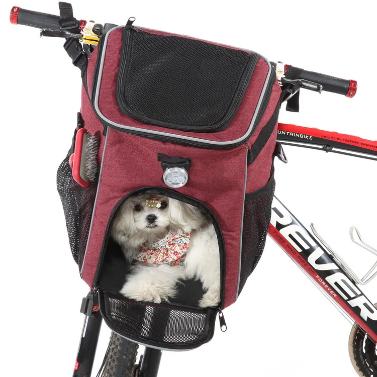 Bicycle Front Basket, Bicycle Pet Dog Carrying Backpack Bag, Removable Bicycle Suspension Folding Duffel Bag, Dog Bike Carrier