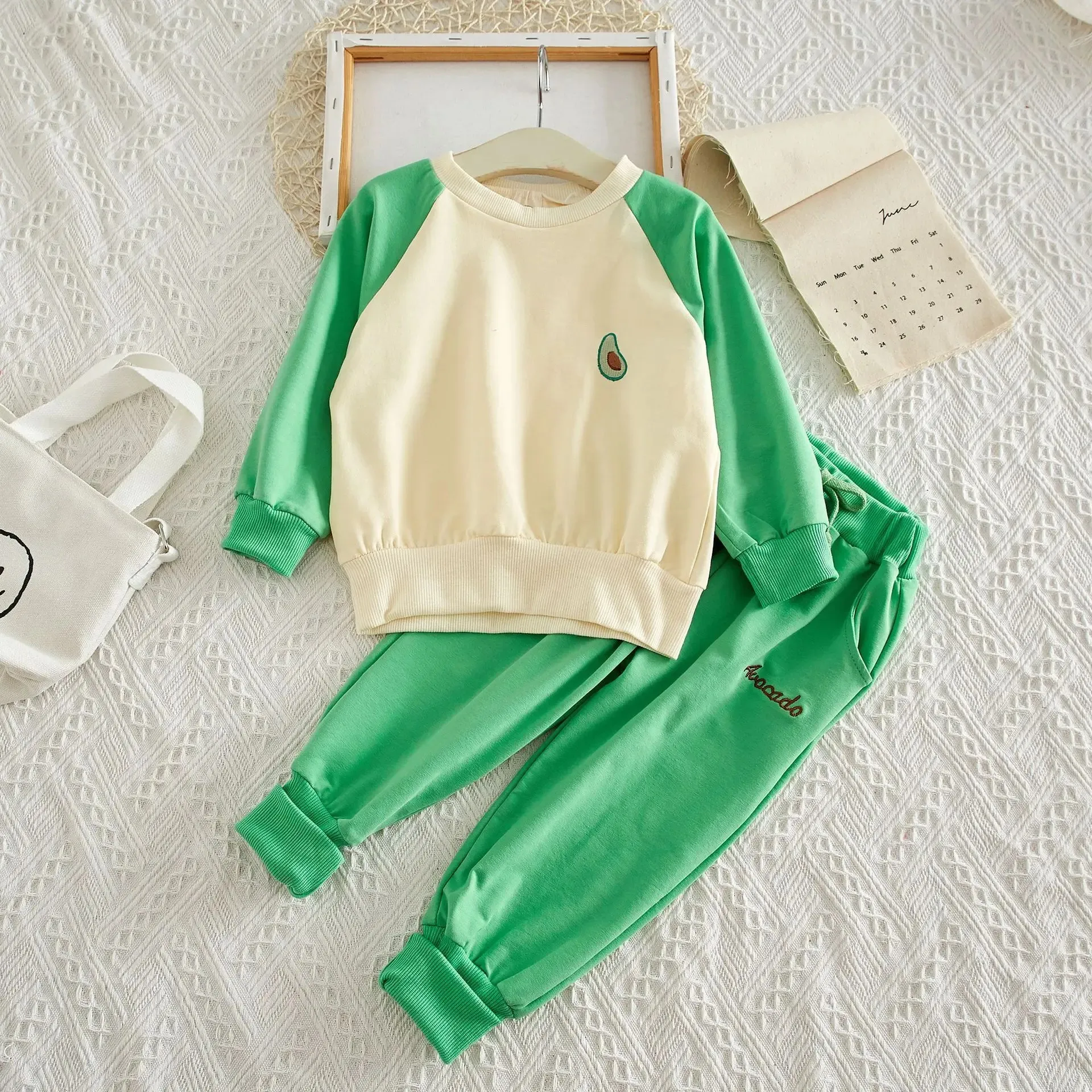 2026 Spring Fall Baby Girls Cotton Contrast Embroidery Sweatshirt+Drawstring Sweatpant Set Kids 2PCS Tracksuit Children Outfit