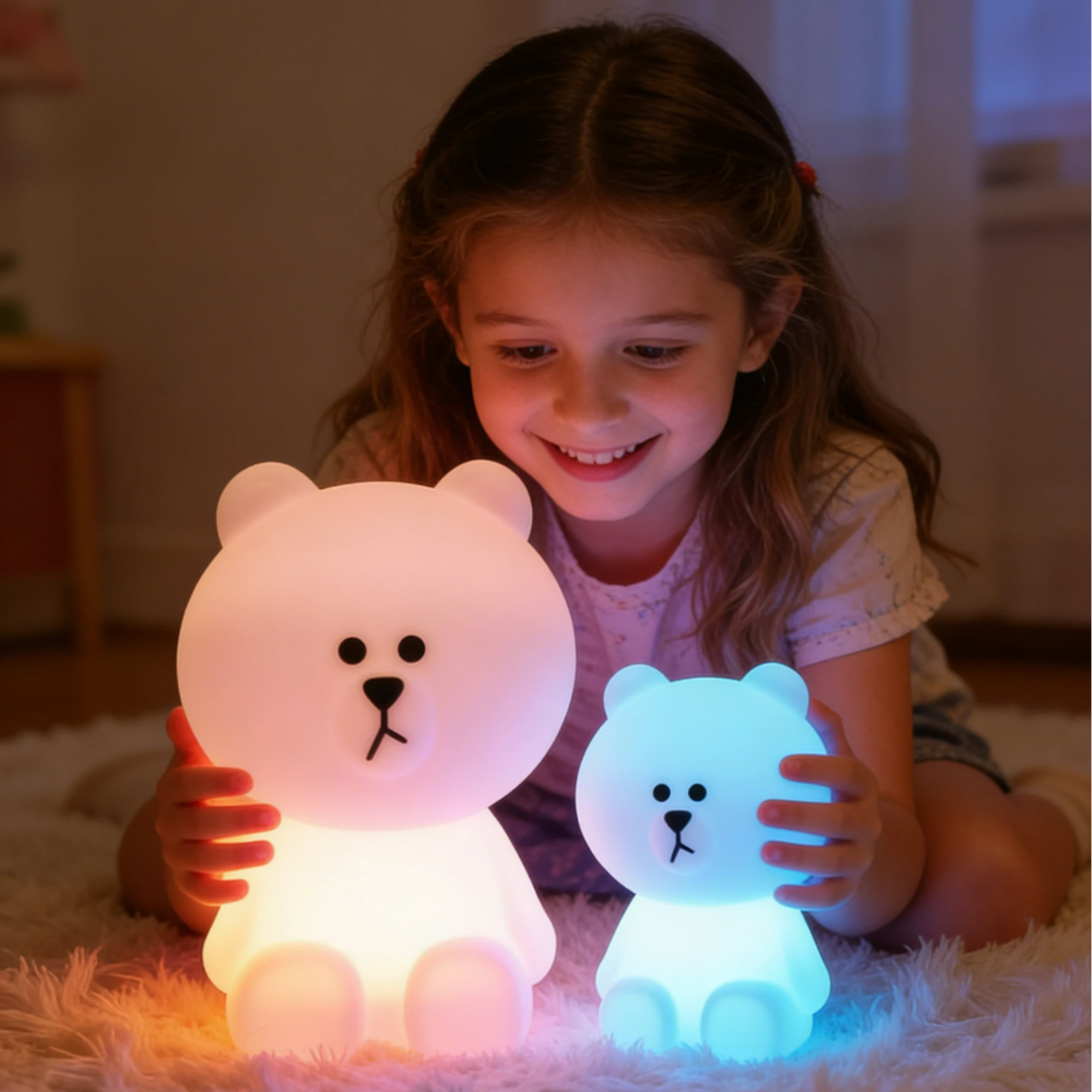 LED Cute Bear Mood Light Night Lamp Children\'s Bedroom Bedside Lights LED Table Light Living Room Floor Light Birthday Gift