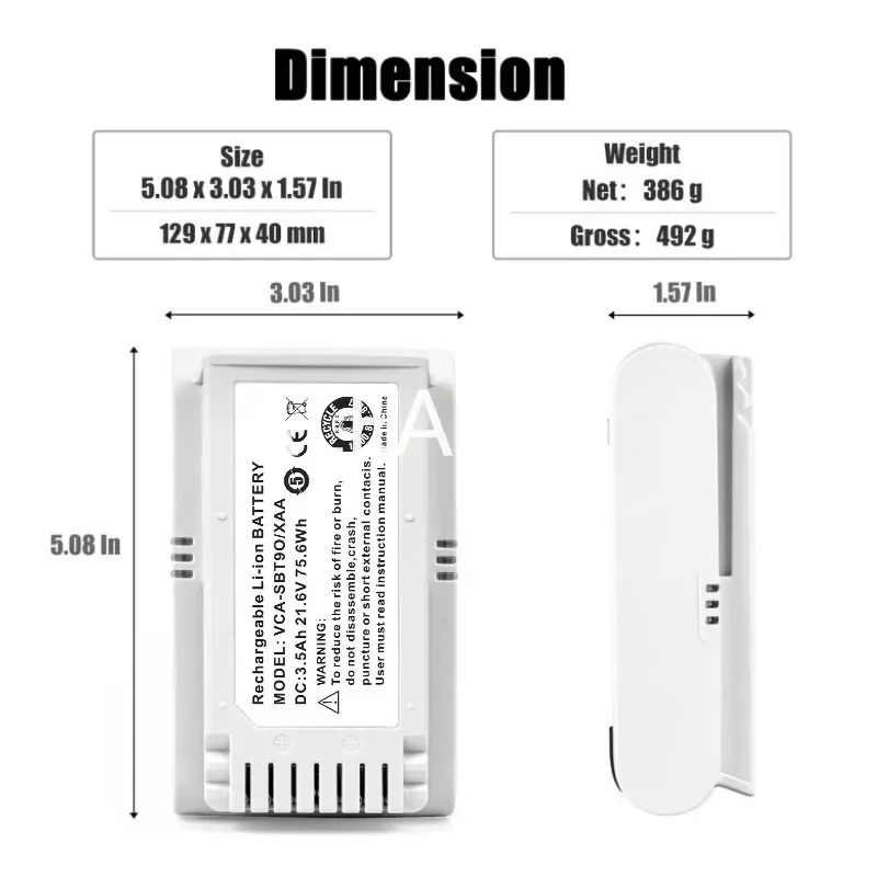 Baterai penyedot debu DJ96-00221A, VCA-SBT90, VCA-SBT90E untuk Samsung Jet 75, Jet 90, Jet75, Jet90, VS70, VS9000, VS20T7532T1