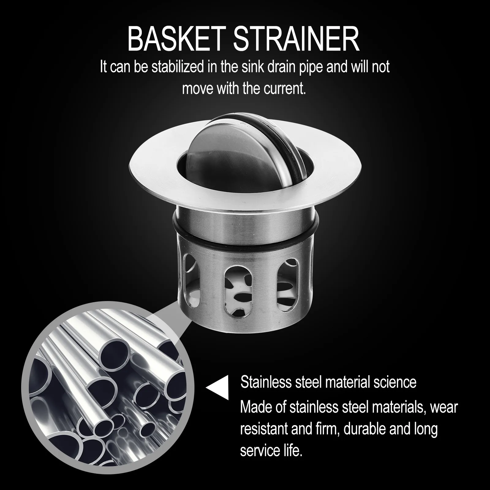 

2Pcs Stainless Steel Kitchen Sink Strainer Basket Drain Stopper Heavy Duty Rustproof Slotted Drainer for Deep Wide Outlets